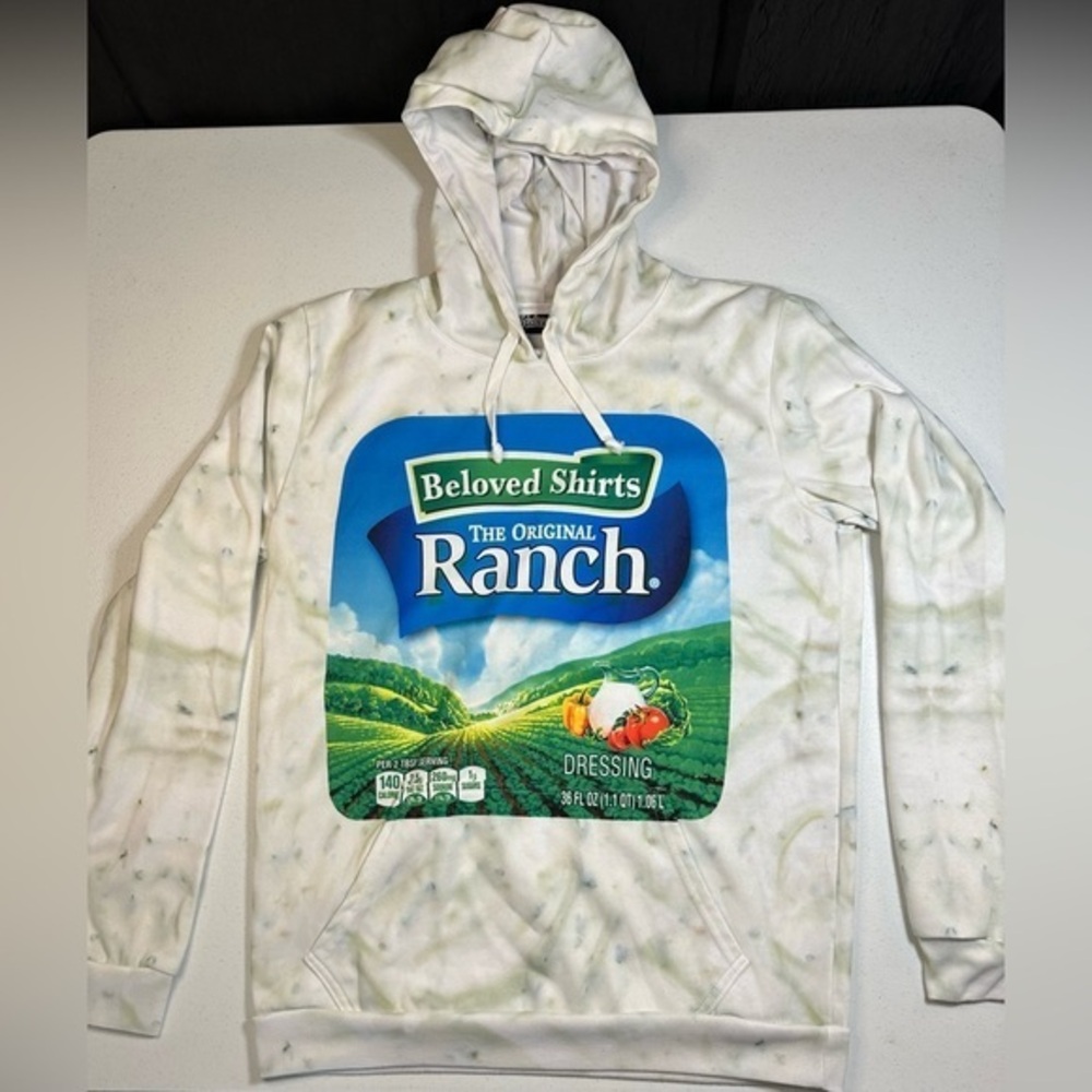 Beloved Shirts Mens Original Ranch Dressing Graphic Hoodie White Large Novelty